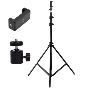 2.1m / 6.8ft Professional Studio Photography Selfie Durable High Quality Tripod Stand with Mobile Phone Holder & 360° Rotaable Gimbal